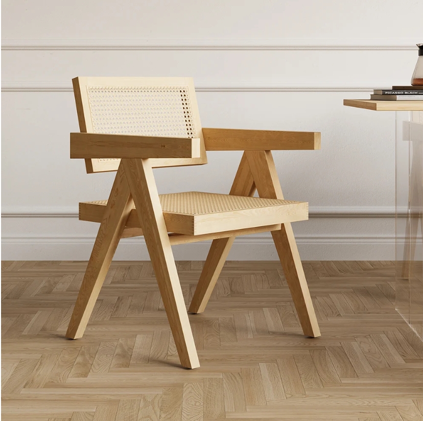 Fashion Wooden Dining Room Restaurant Chair Rattan Furniture Luxury Style Chair