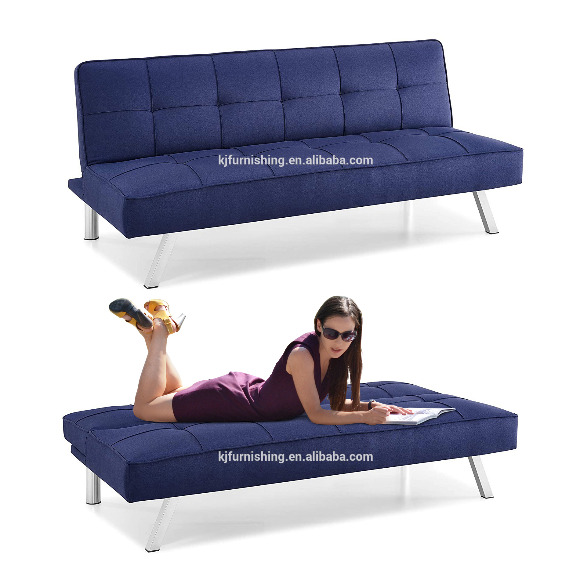 High Quality Living Room Furniture Velvet Fabric Sofa Cama PVC Covered Folding Sofa Bed Set