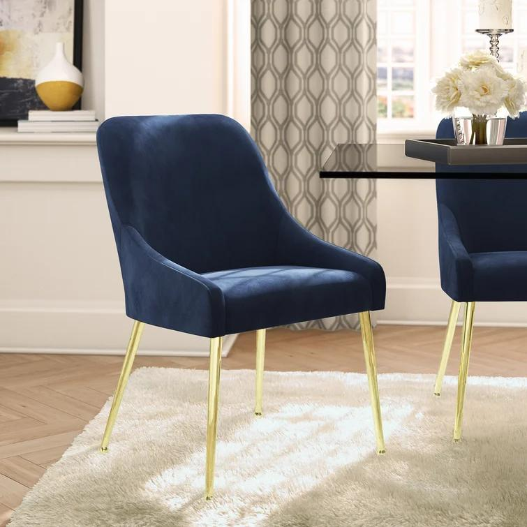Good Quality Nordic Luxury Velvet Fabric Dining Room Chairs Soft Upholstered Dining Chair With Gold Legs