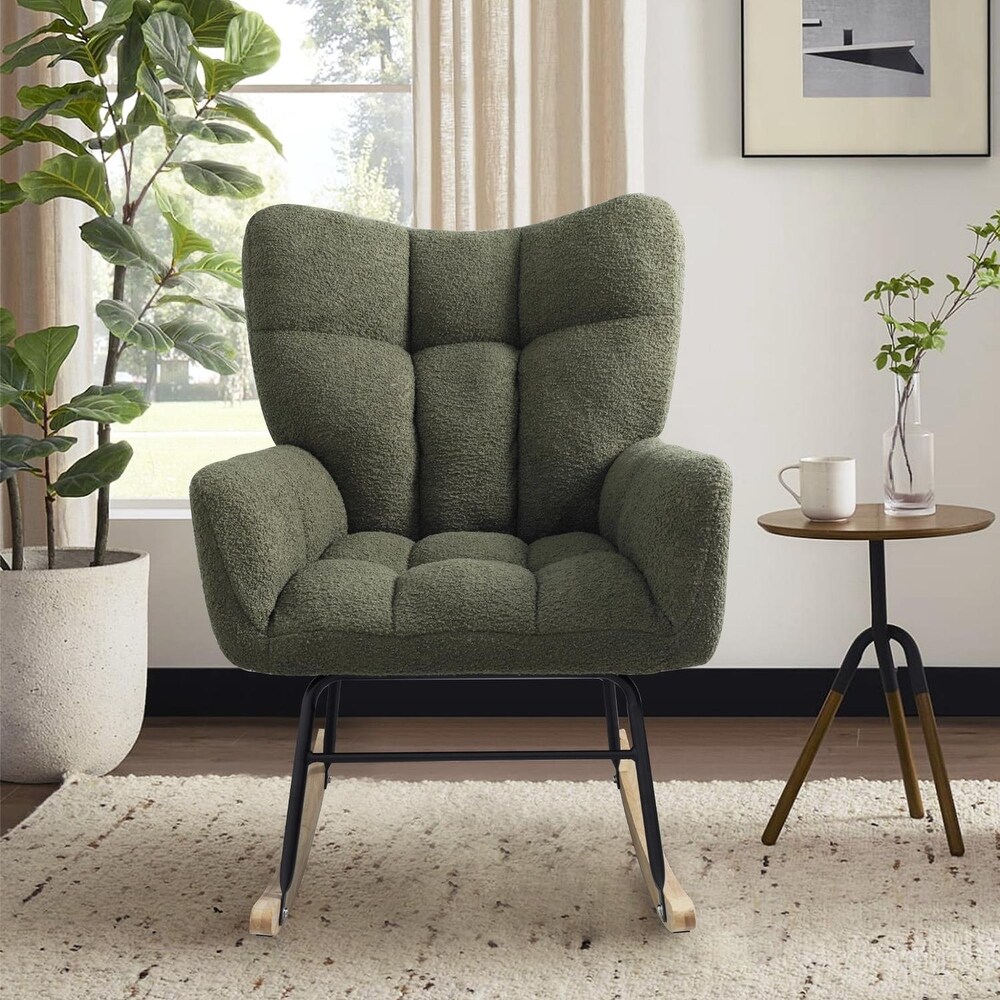 Teddy Fabric Rocker Armchair Accent Chairs Upholstered Rocking Chair