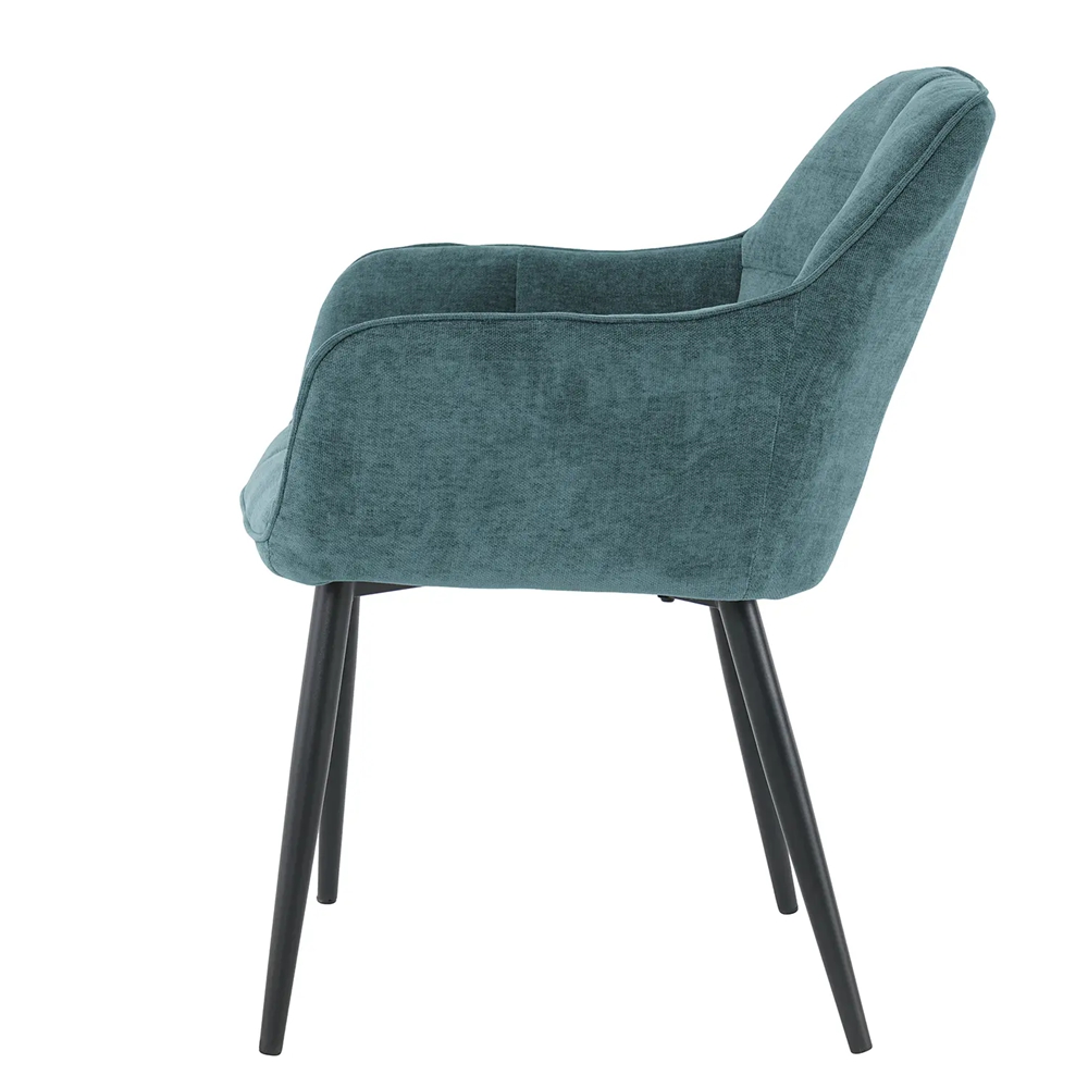 Modern Dining Room Furniture Linen Chairs Green Dining Chair with Metal Legs