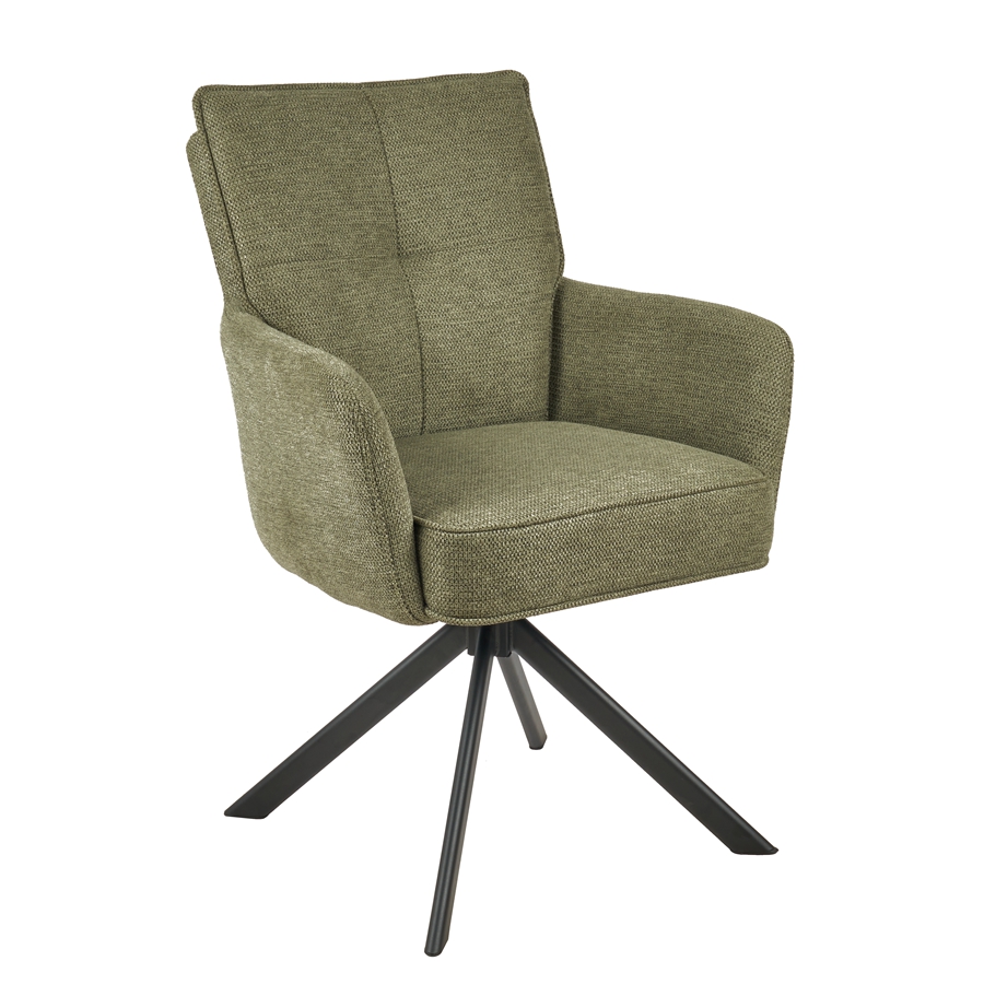 Dining Room Swivel Chairs with Black Metal Frame Green Comfortable Chairs 