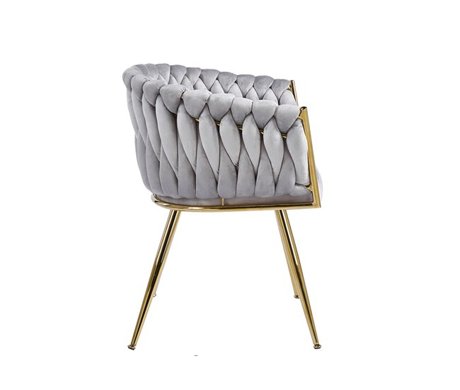 Modern Velvet Dining Chairs With Gold Metal Legs Stylish Woven Upholstered Seats