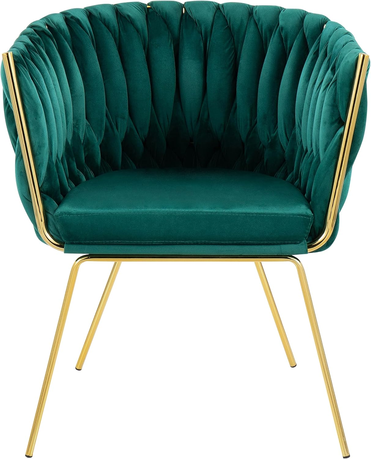Modern Velvet Dining Chairs With Gold Metal Legs Stylish Woven Upholstered Seats