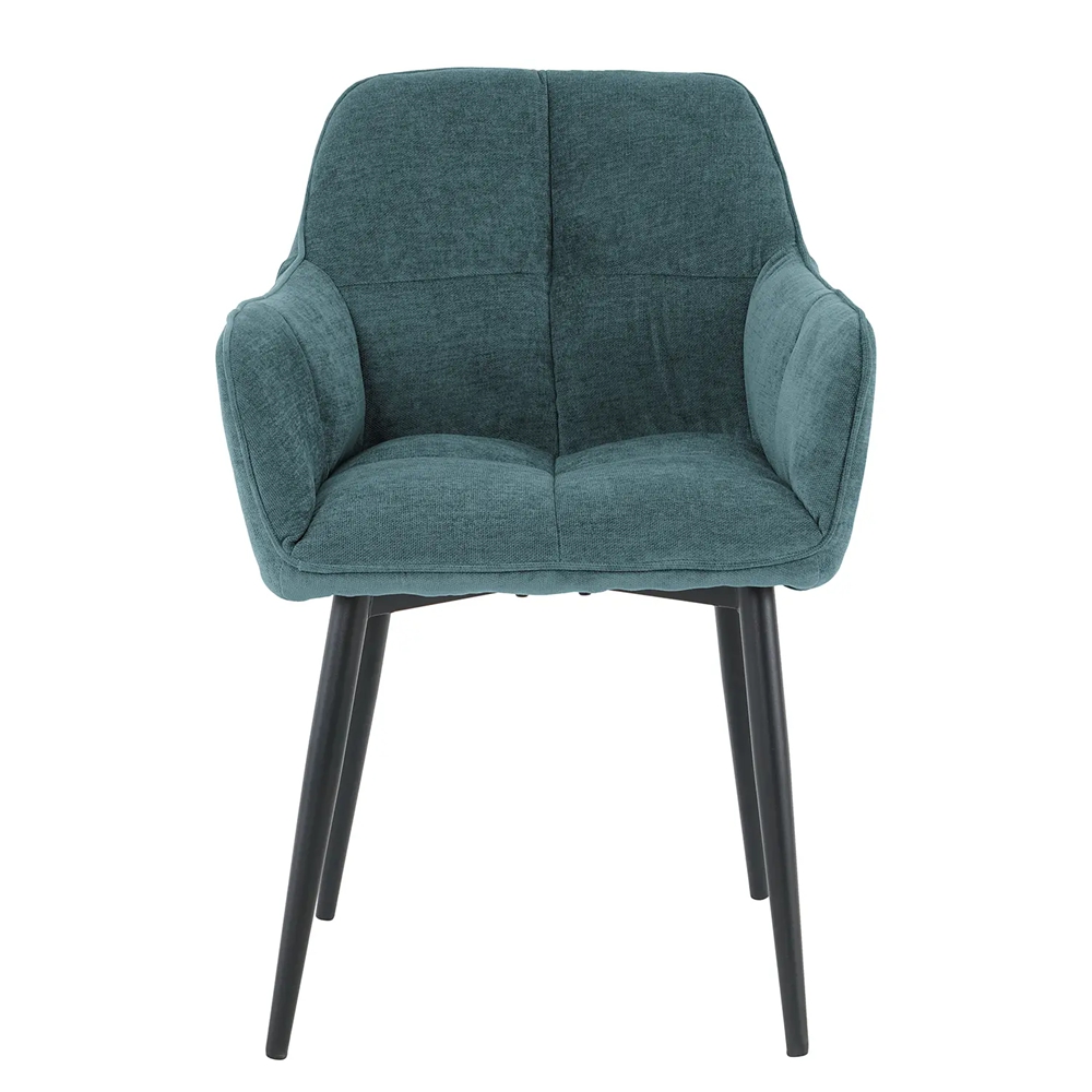 Modern Dining Room Furniture Linen Chairs Green Dining Chair with Metal Legs