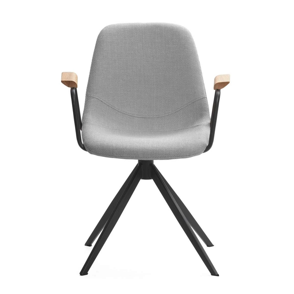 Grey Fabric 360 Degree Swivel Dining Chair with Armrest