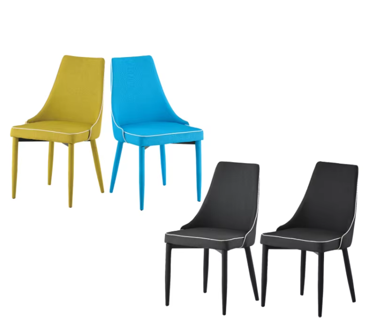 Modern Black Fabric Velvet Interior Decoration Restaurant Dining Chair With Solid Back Foam Cushion Seat