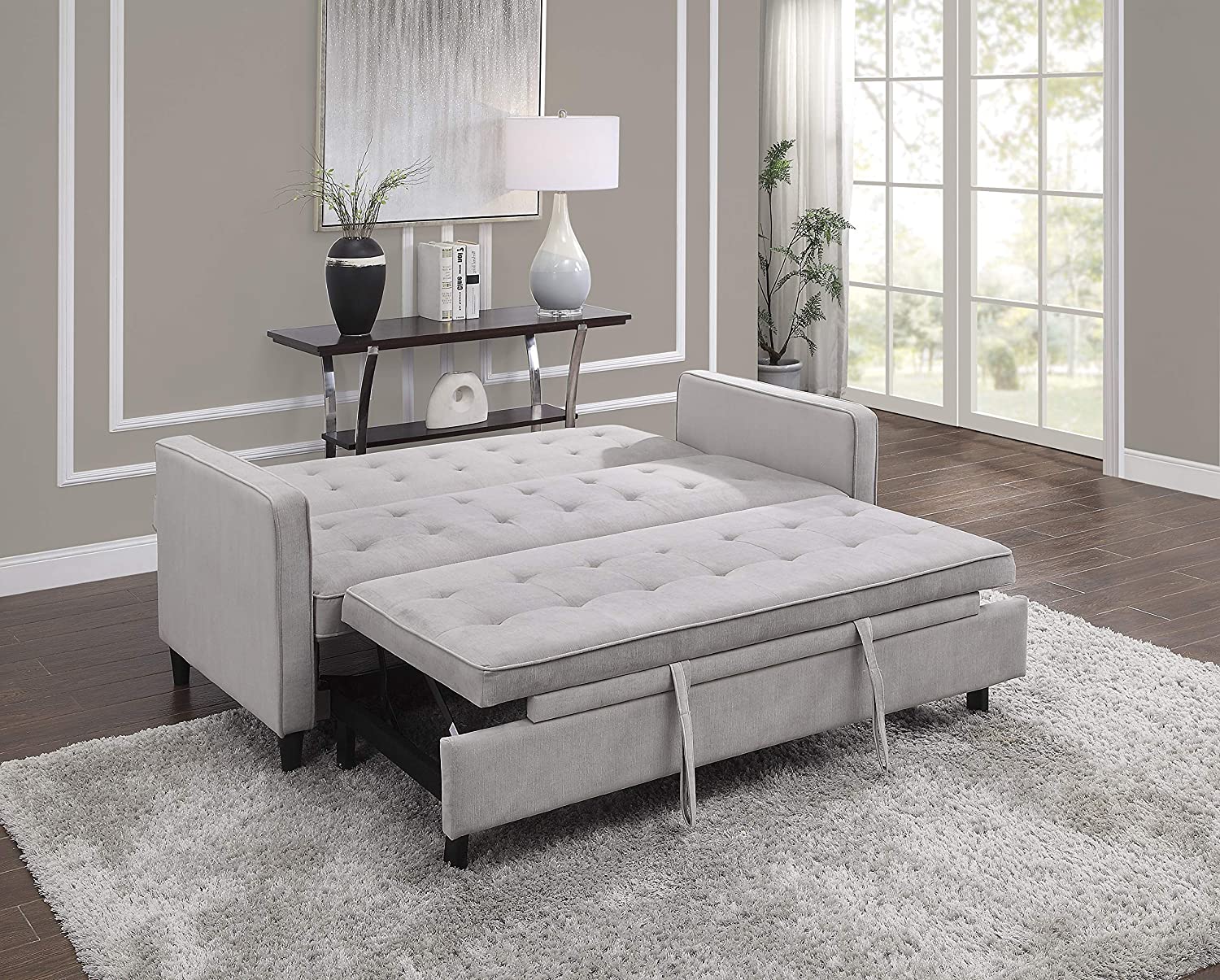 Save Space Sofa Cum Bed Fabric Folding Sleeper Living Room Metal Frame Sofa Bed