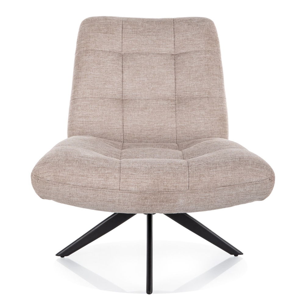 360 Degree Swivel Accent Chair Beige Armchair with Metal Base