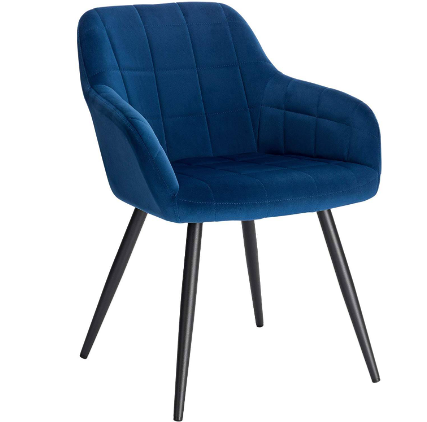 Modern Design Velvet Luxury Dining Room Furniture Metal Legs Dining Chair With Armrests