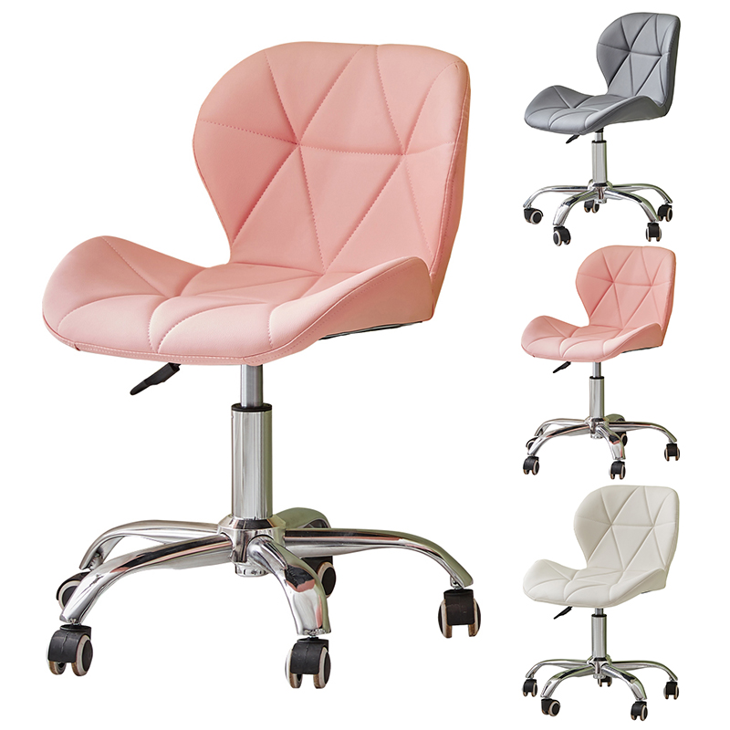 High Quality Ajustable Pink Office Chair Leather Seat Metal Frame Swivel Chair