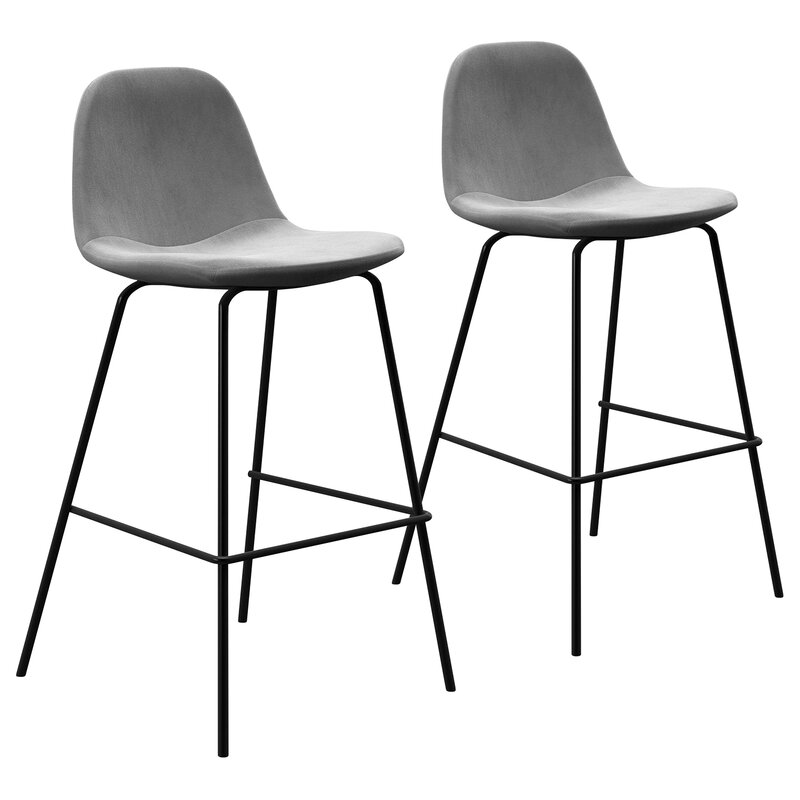 Modern Simple Design Velvet Bar Stools Kitchen Upholstered Bar Chairs With Metal Legs