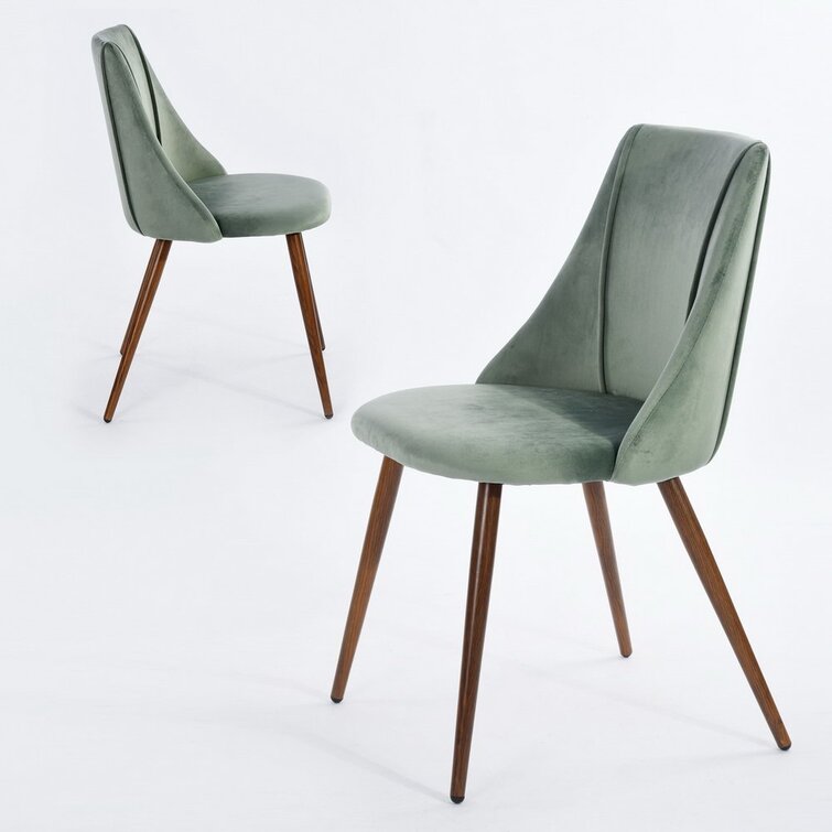 Home Furniture Kitchen Hotel Upholstered Soft High Back Velvet Fabric Dining Chair With Heat Transfer Legs