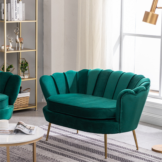 Modern Living Room Furniture Two Seats High Quality Leisure Chair Green Velvet Sofas