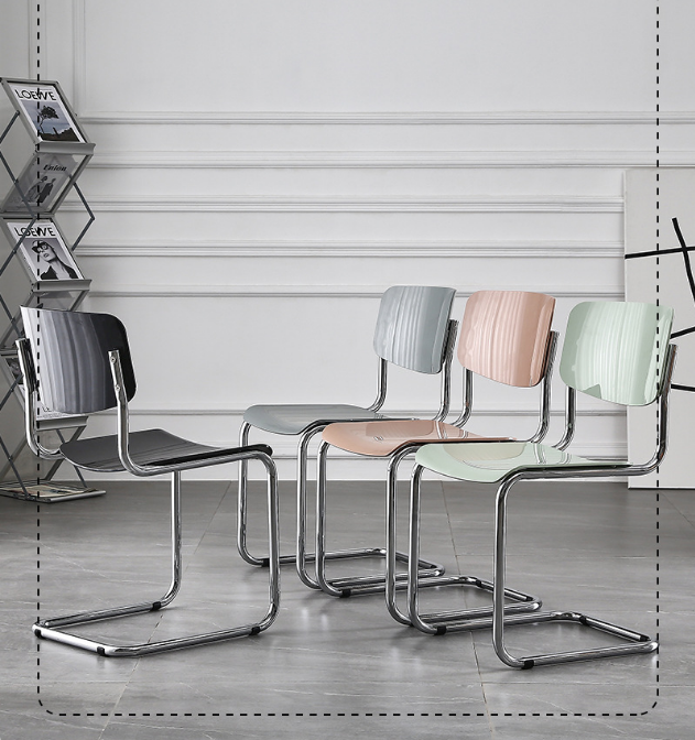 Living Room Furniture Chromed Metal Leg Plastic Seat Restaurant Cafe Shop Dining Dinner Chair