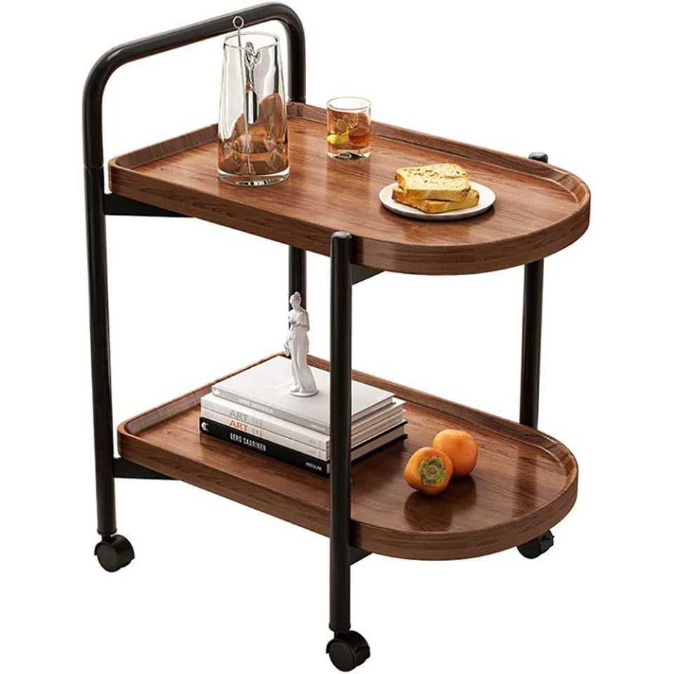 Wooden square Creative Movable Trolley Living Room Furniture Bedroom Bedside Small Sofa Side End Coffee Table with Wheels