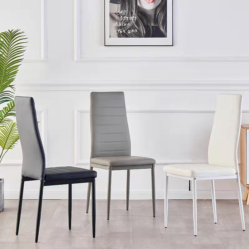 Modern Luxury Design Imported Dining Chairs Chromed Legs High Back Leather Dining Chair