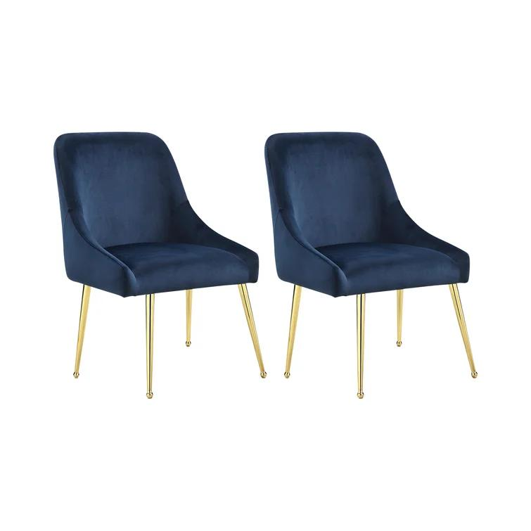 Good Quality Nordic Luxury Velvet Fabric Dining Room Chairs Soft Upholstered Dining Chair With Gold Legs