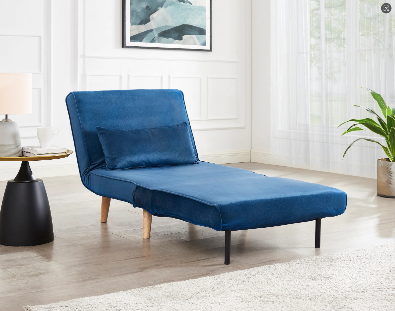 Hot Selling Velvet Single Seat Sofa Bed Solid Wood Leg