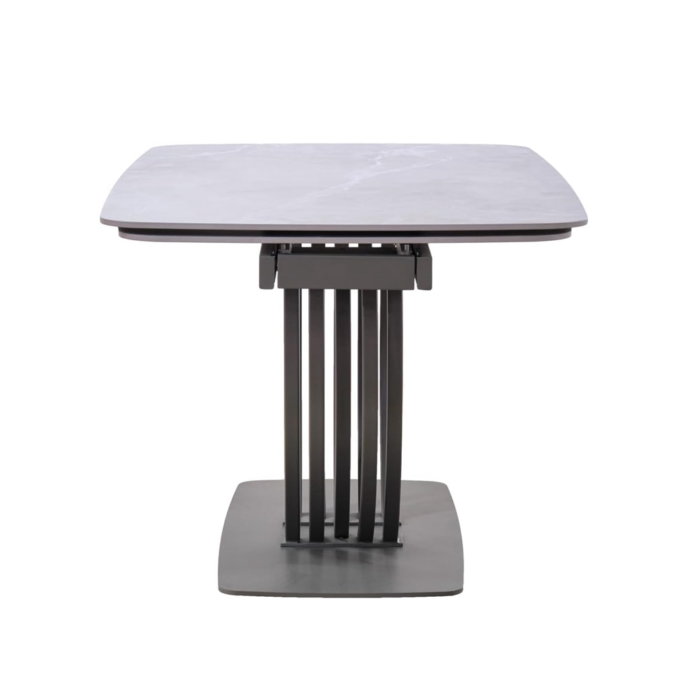 Light Grey Marble Effect Extension Table Extendable Dining Table with Ceramic Top
