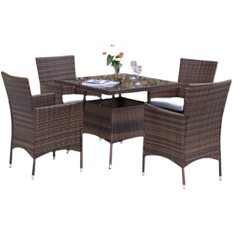 Modern PE Wicker Table and Chair Outdoor Sofa Set Garden Rattan Wicker Table and Chair Set