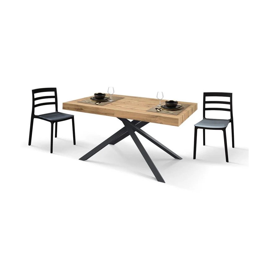 Modern Design Rectangular Dining Tables MDF Extension Table Extendable Dining Table with Metal Legs