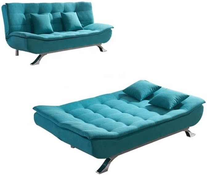 Linen Fabric or Velvet Fabric Sofa Bed Wood Frame Chromed Metal Leg