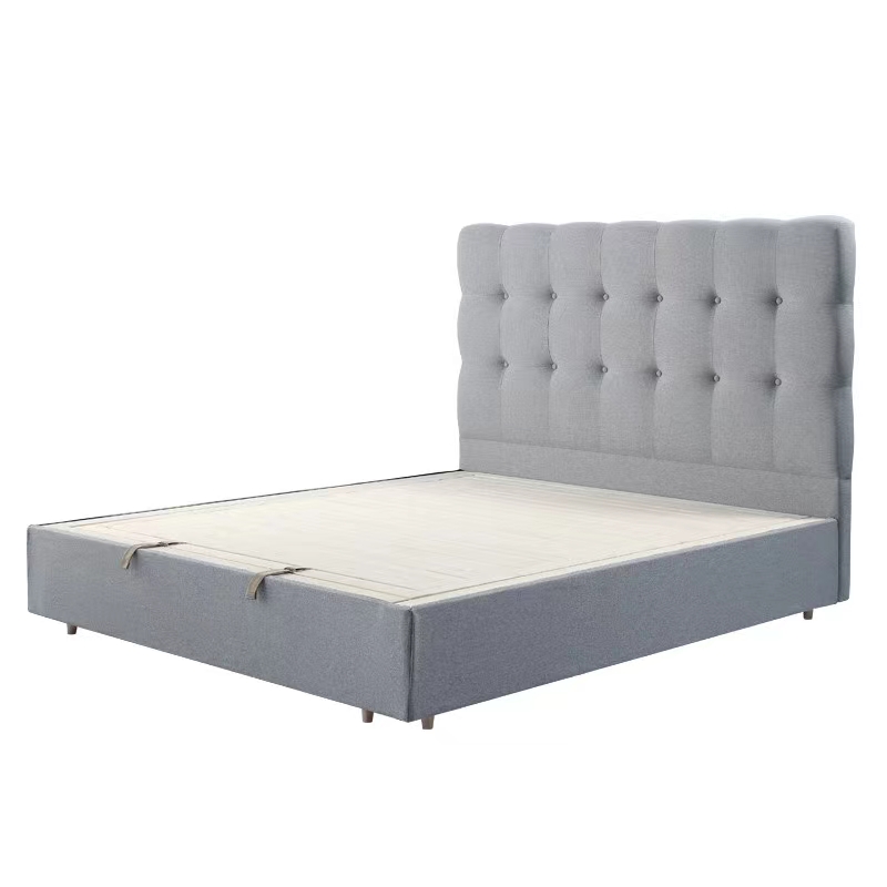 Modern Designs Easy Assemble Velvet Bed Luxury Grey King Wood Plywood Double Bed Frame
