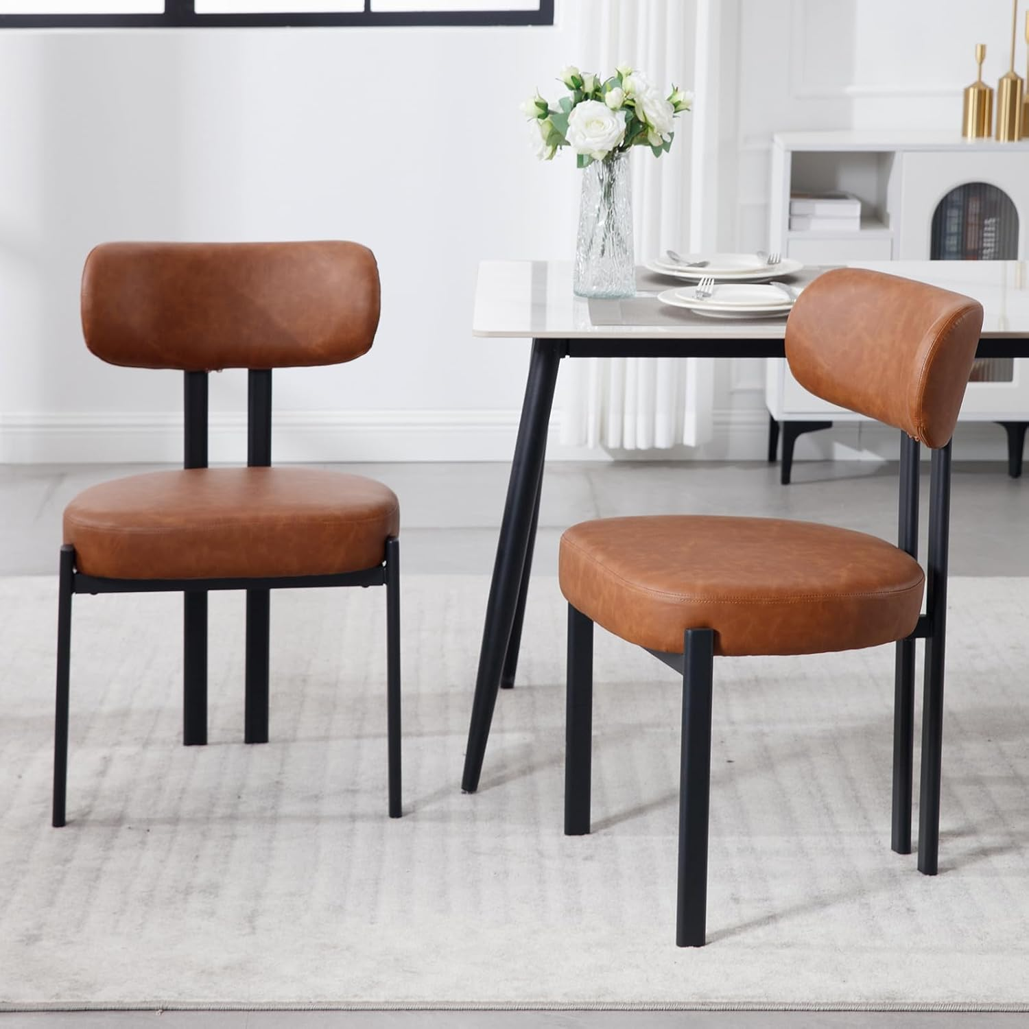 Home Furniture Leather Back Chair With Soft Cushion Kitchen Dining Restaurant Dinner Chair