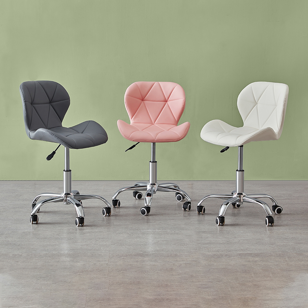 High Quality Ajustable Pink Office Chair Leather Seat Metal Frame Swivel Chair