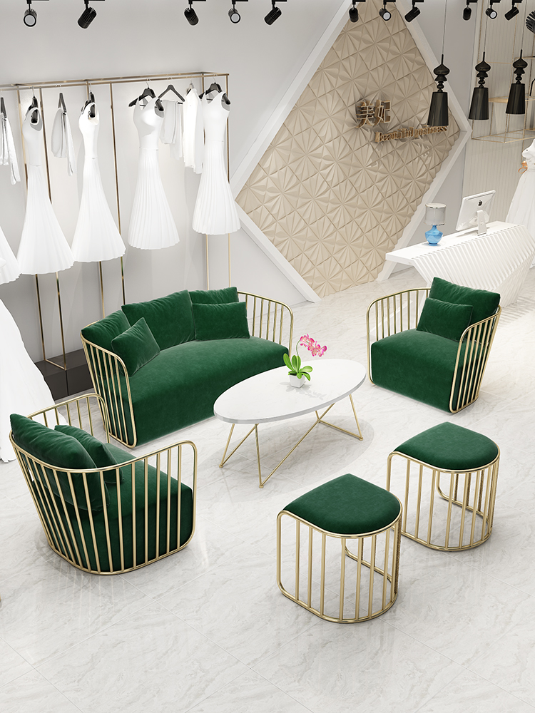 Modern Nordic Iron Art Small Sofa Simple Velvet Fabric Upholstered Living Room Sofa Set