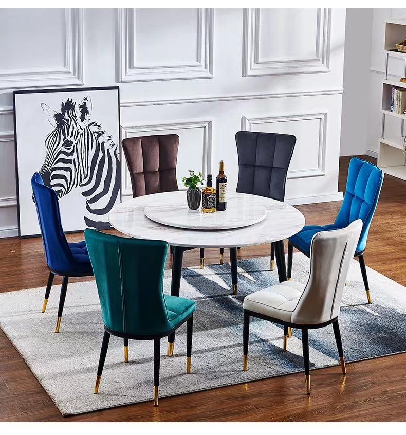 New Design Luxury Velvet Upholstered Modern Dining Chairs for Home