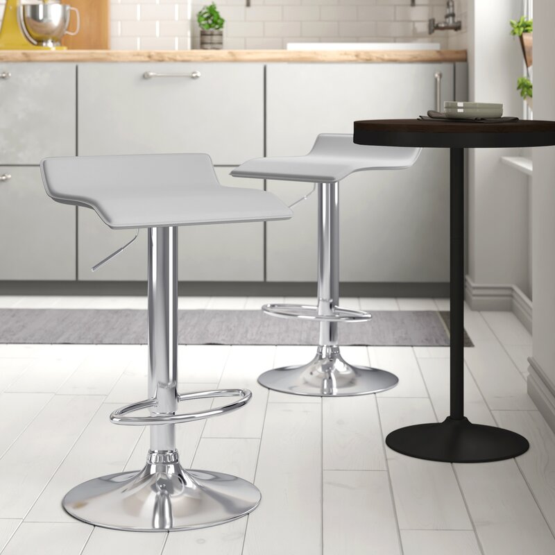 Grey White Leather Swivel Bar Stools Footrest Iron Base Height Adjustable Bar Stool