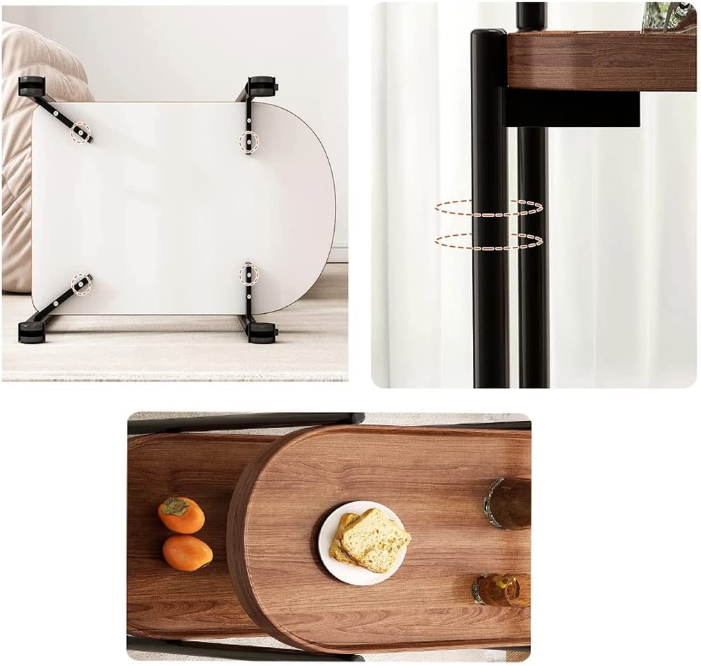 Wood Circular Creative Movable Trolley Living Room Furniture Bedroom Bed Bedside Small Sofa Side End Coffee Table with Wheels