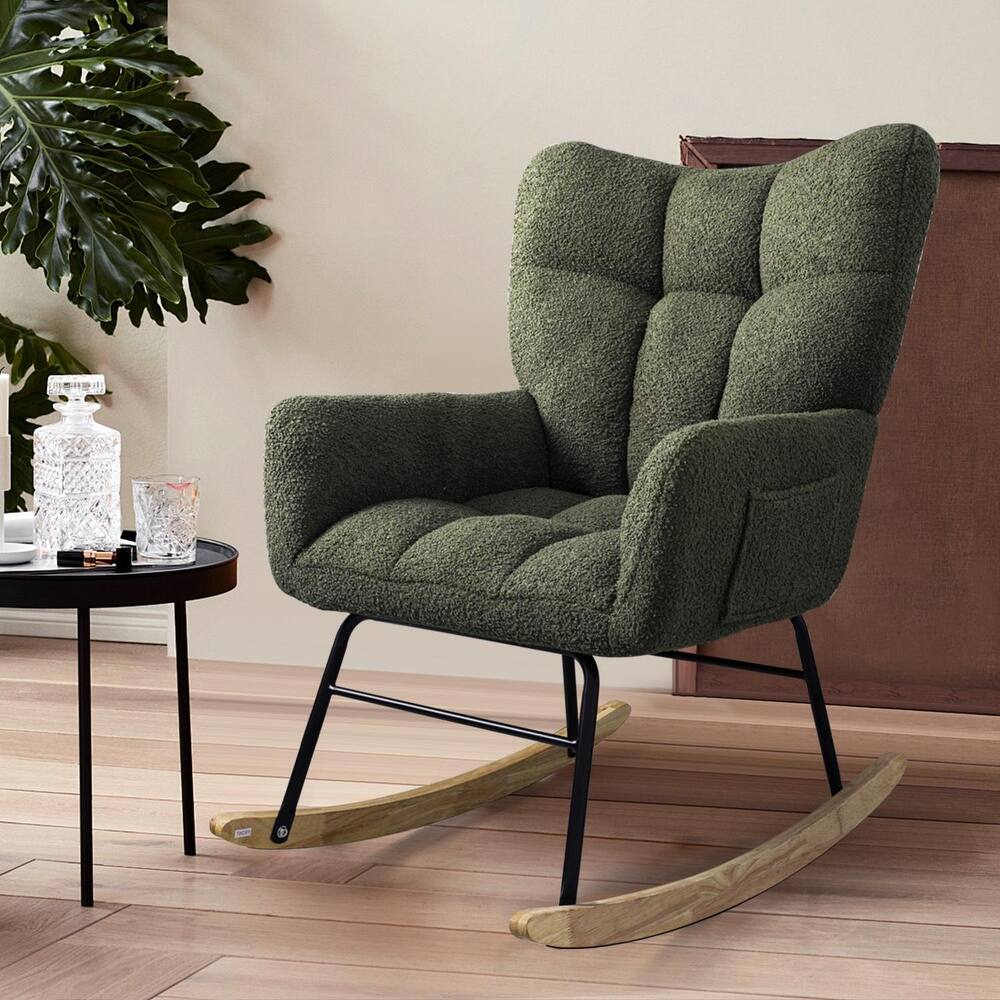 Teddy Fabric Rocker Armchair Accent Chairs Upholstered Rocking Chair