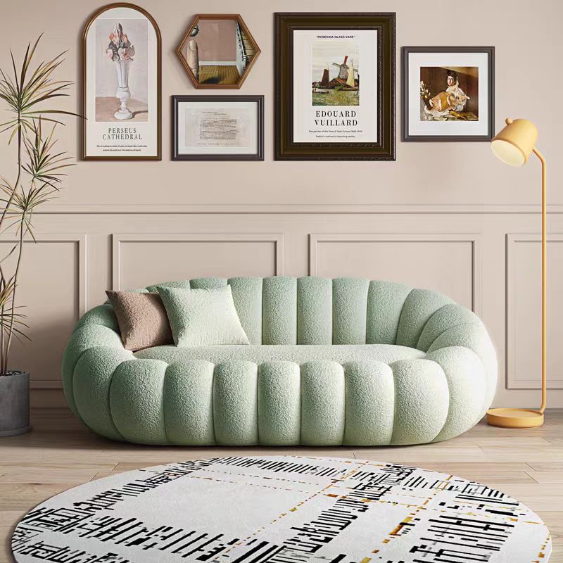 modern living room sofa White velvet fabric pumpkin sofa