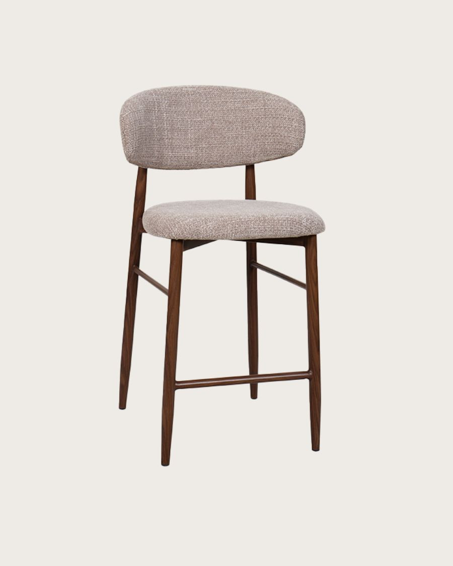  Modern Nordic Light Luxury Metal Leg Fabric High Stools Bar Chair