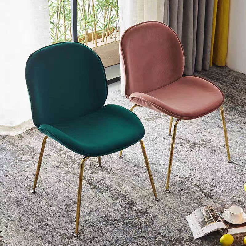  Modern Restaurant Chair Nordic Velvet Armchair Dining Furniture Fabric Dining Chair Wiht Gold Leg