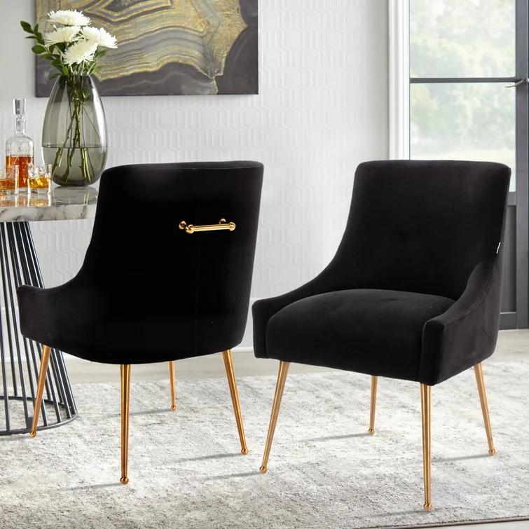 Good Quality Nordic Luxury Velvet Fabric Dining Room Chairs Soft Upholstered Dining Chair With Gold Legs