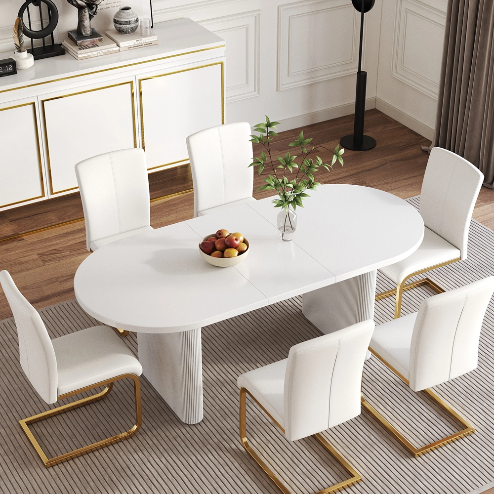 New Design Modern Style Oval Wood Tables Extension Dining Table with Base