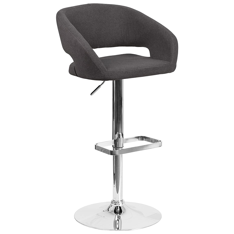 Modern New Cheap Comercial Swivel Gray Luxury Velvet Fabric Metal Stools Bar Chairs
