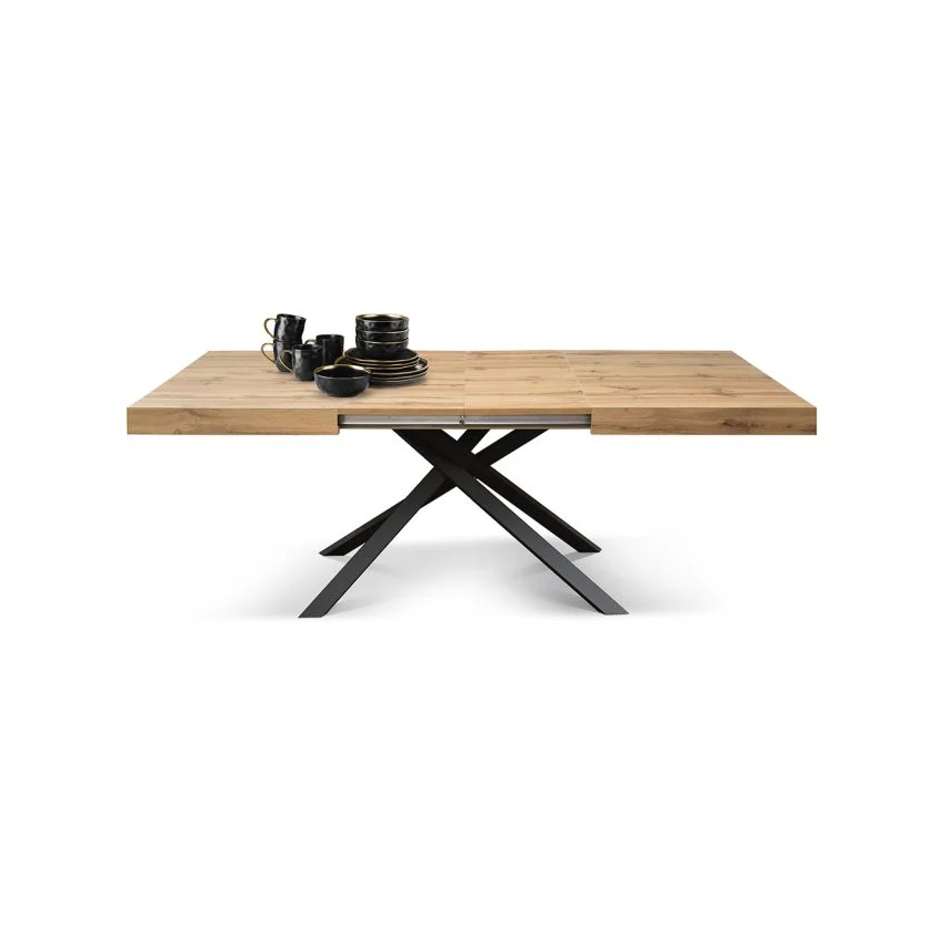 Modern Design Rectangular Dining Tables MDF Extension Table Extendable Dining Table with Metal Legs