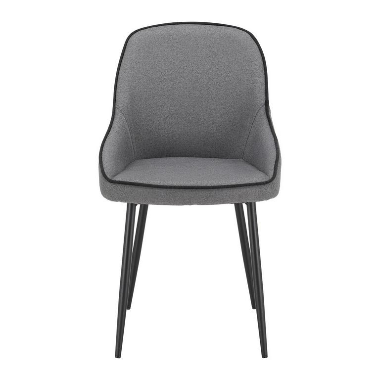 Modern Lounge High Back Dining Chair European Vintage Gray Fabric Dining Chair