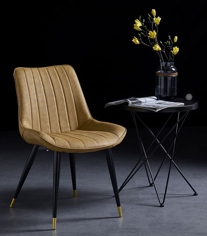 Luxury Upholstered Black Metal Furniture Note Modern Dining Chair 