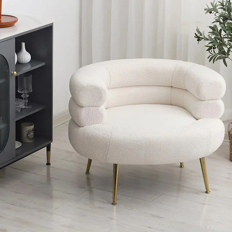 Comfy Reading Lounge Chairs for Living Room Bedroom Modern Accent Chair Soft Teddy Velvet Armchair with Golden Metal Legs