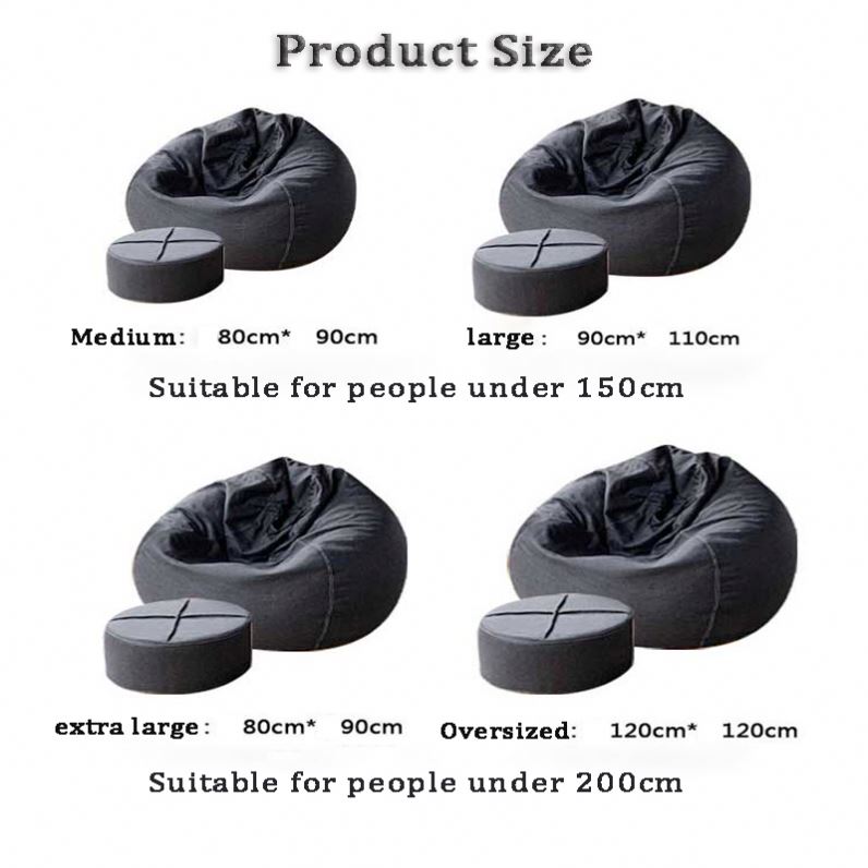 Colorful Custom Kids and Adults Lazy Sofa Round Foldable Single Tatami Round Big Lazy Bean Bag Sofa Chair