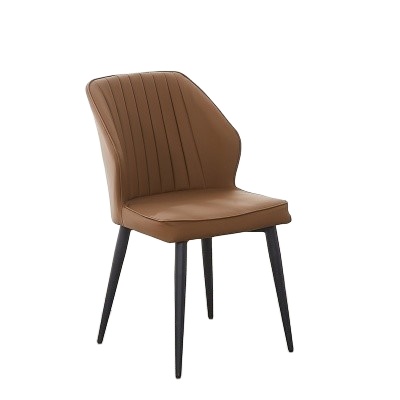 Fine Elegant Nordic Fancy Italian Home Furniture Modern Dining Room Brown Leather Strap Chairs
