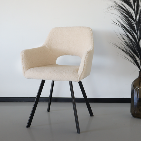 Modern Restaurant Dining Chair Upholstered Dining Chair Leisure Accent Armchair Comfortable Lambswool Fabric Home Furniture