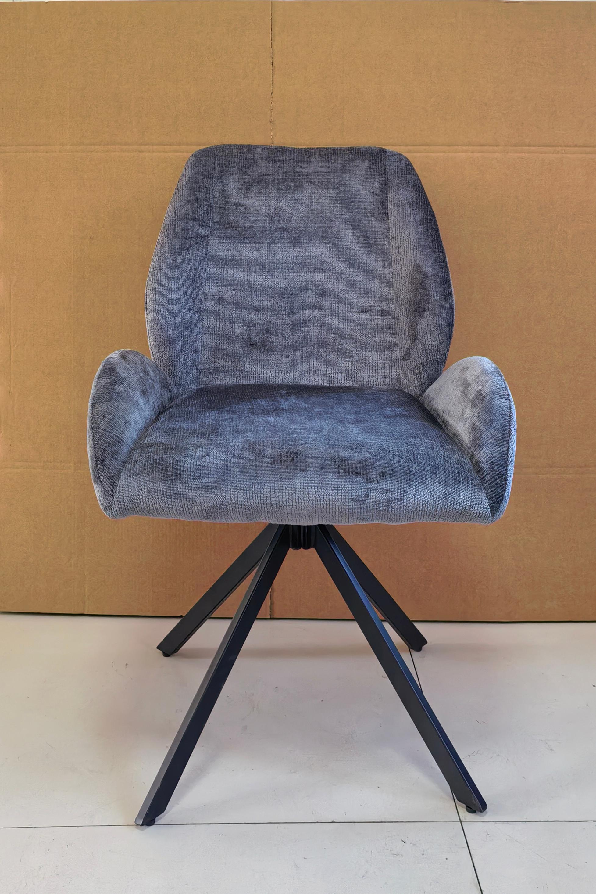  Nordic Modern Luxury Upholstered Room Chair Popular Design Fabric Dining Room Chairs With Black Metal Legs
