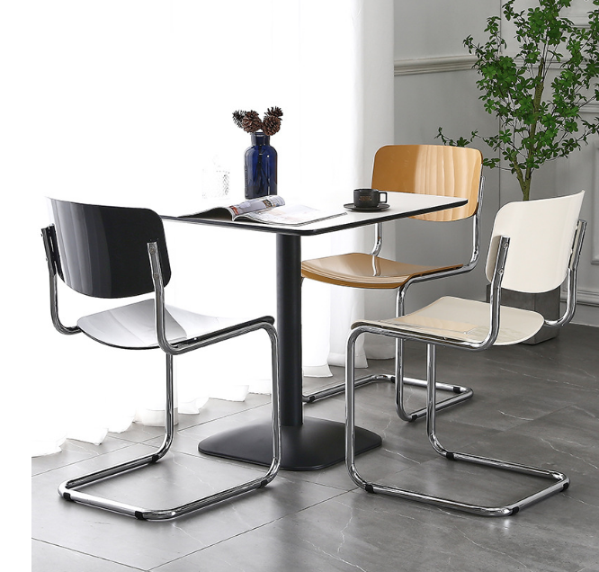 Living Room Furniture Chromed Metal Leg Plastic Seat Restaurant Cafe Shop Dining Dinner Chair